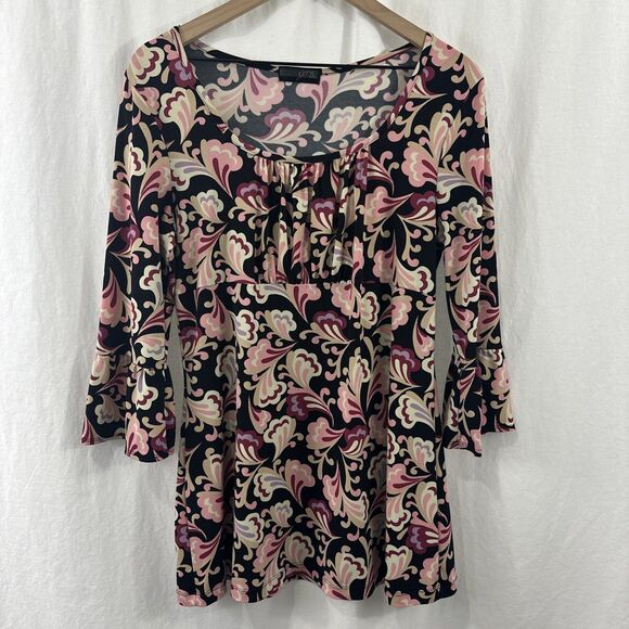 JTB Tops - JTB Vintage Babydoll Milkmaid Bell Sleeve Pink Floral Top Womens M? Romantic